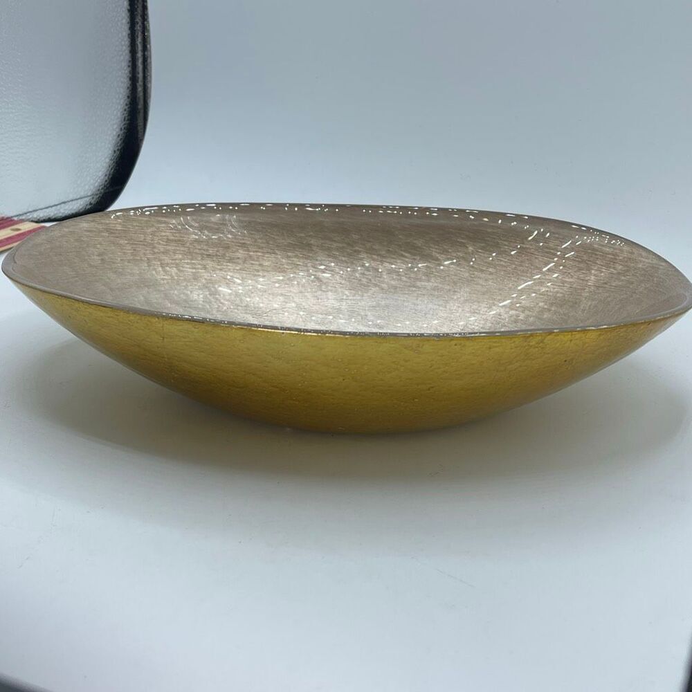 Italian art glass gold & silver leaf blown glass gold color exterior silver inte